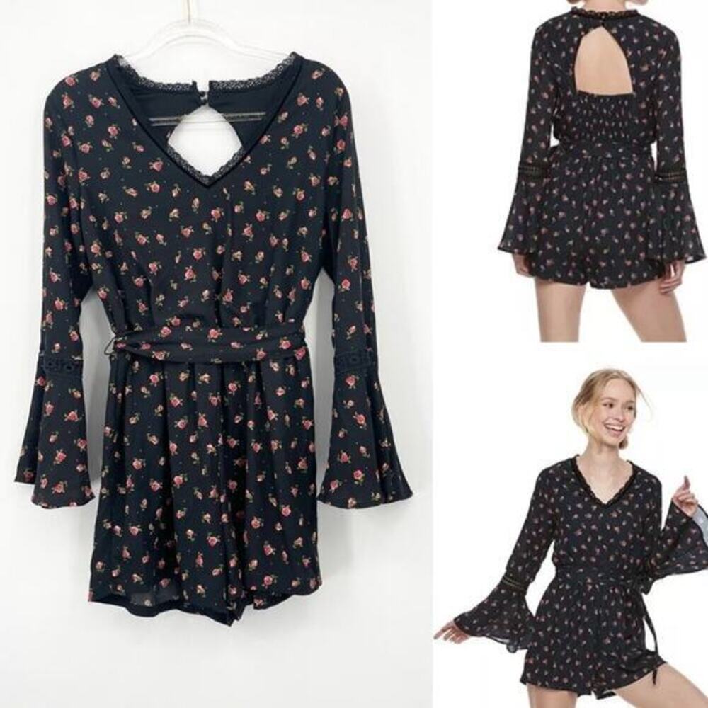 Disney Princess Belle Romper Size Large Black Roses Beauty & the Beast